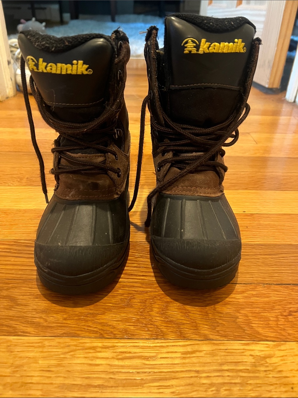 Kamik Brown and Black Lace-Up Waterproof Boots